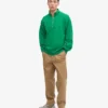 Sudadera orgánica con jerséu de media cremallera - Verde Kelly