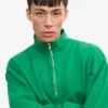 Sudadera orgánica con jerséu de media cremallera - Verde Kelly