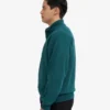 Sudadera orgánica con jerséu de media cremallera - Verde océano