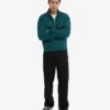 Sudadera orgánica con jerséu de media cremallera - Verde océano