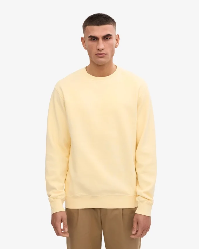Suéter Classic Organic de cuello redondo - Amarillo suave