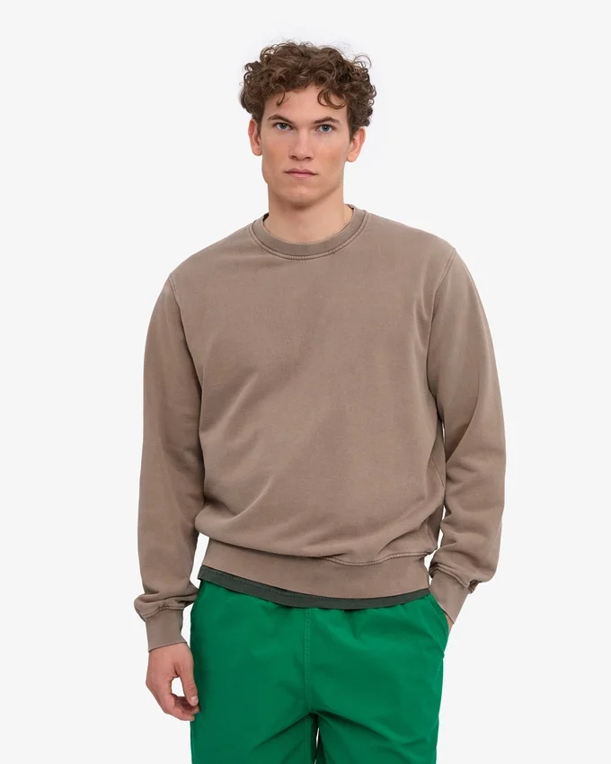 Suéter Classic Organic de cuello redondo - Caqui descolorido