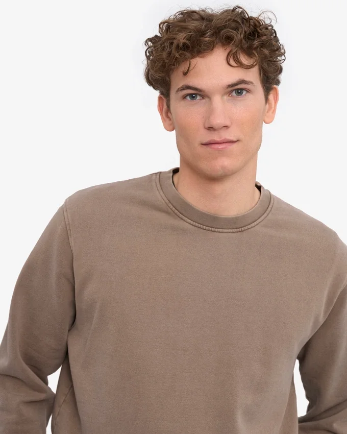 Suéter Classic Organic de cuello redondo - Caqui descolorido