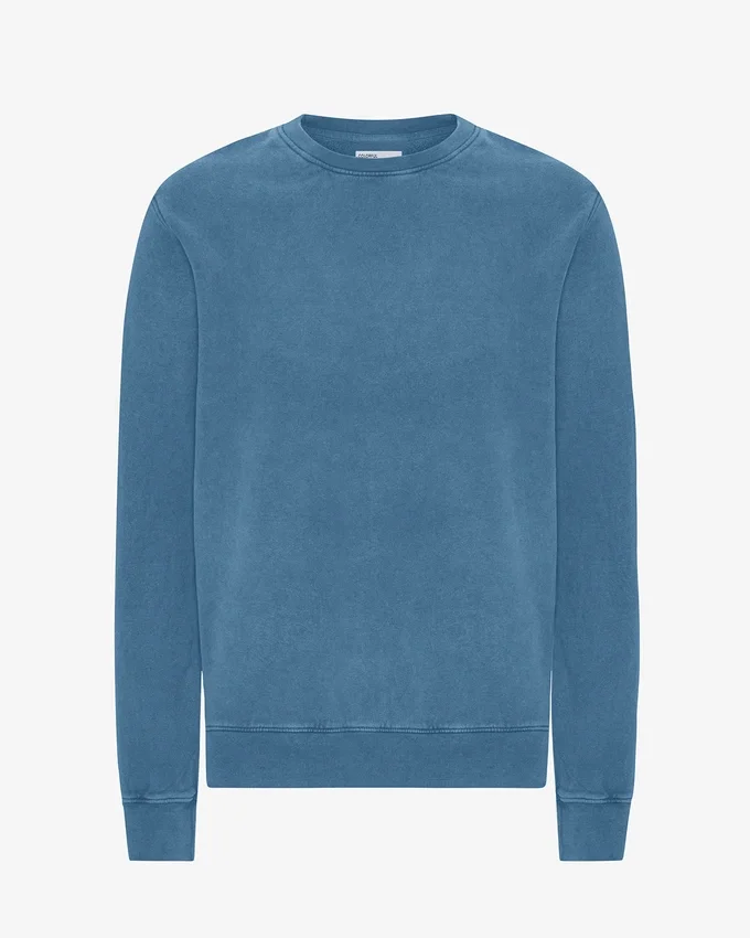 Suéter Classic Organic de cuello redondo - Índigo descolorido