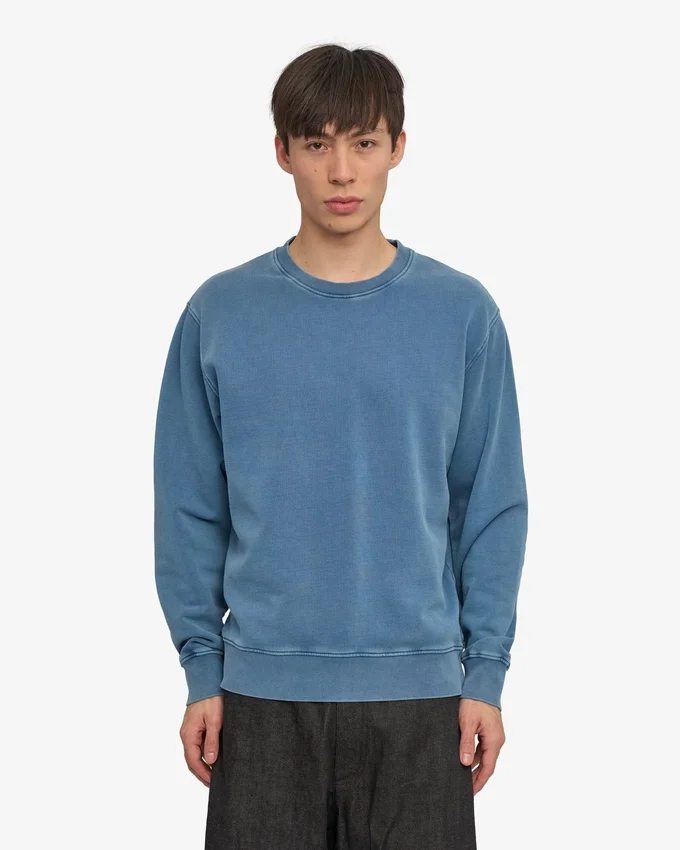 Suéter Classic Organic de cuello redondo - Índigo descolorido