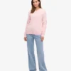 Suéter clásico de cuello redondo de lana merino para mujer - Azul marino
