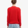 Suéter clásico de cuello redondo de lana merino para mujer - Rojo mandarina