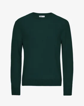 Suéter clásico de lana merino con cuello redondo - Verde esmeralda