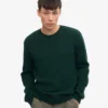 Suéter clásico de lana merino con cuello redondo - Verde esmeralda