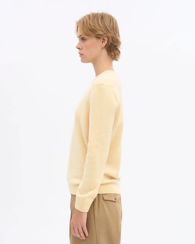 Suéter clásico de lana merino para mujer - Amarillo suave