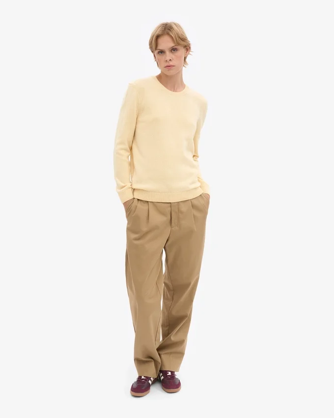 Suéter clásico de lana merino para mujer - Amarillo suave