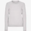 Suéter clásico de lana merino para mujer con cuello redondo - Mezcla de colores nieve
