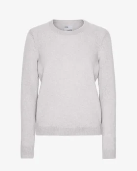 Suéter clásico de lana merino para mujer con cuello redondo - Mezcla de colores nieve