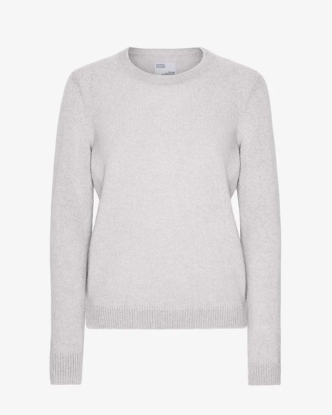 Suéter clásico de lana merino para mujer con cuello redondo - Mezcla de colores nieve