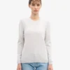 Suéter clásico de lana merino para mujer con cuello redondo - Mezcla de colores nieve
