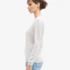 Suéter clásico de lana merino para mujer con cuello redondo - Mezcla de colores nieve
