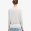Suéter clásico de lana merino para mujer con cuello redondo - Mezcla de colores nieve