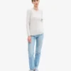Suéter clásico de lana merino para mujer con cuello redondo - Mezcla de colores nieve