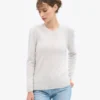 Suéter clásico de lana merino para mujer con cuello redondo - Mezcla de colores nieve