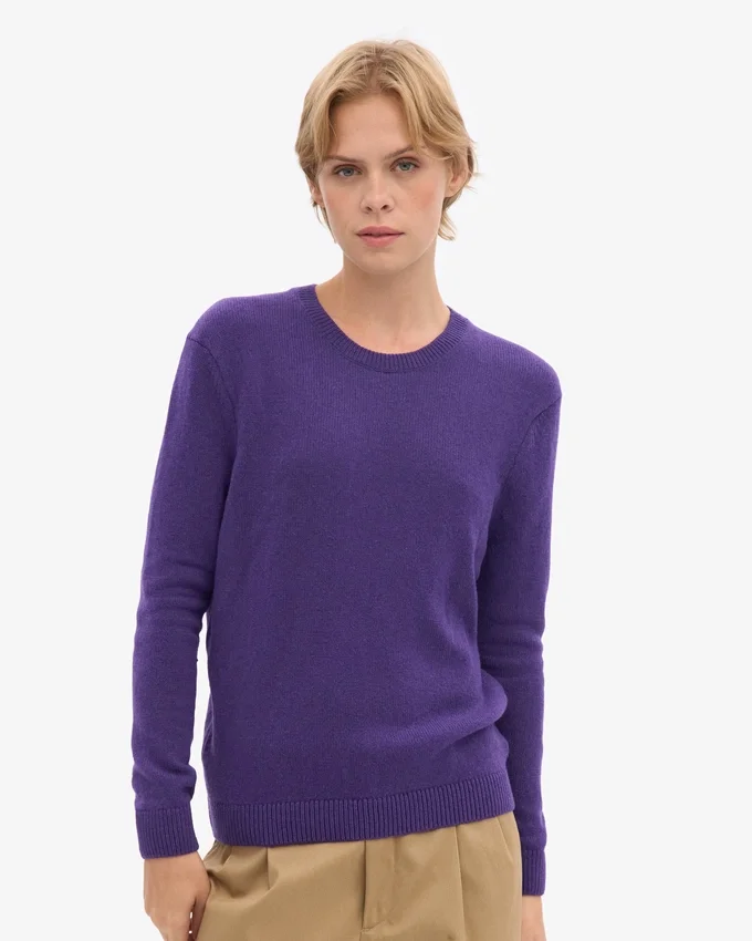 Suéter clásico de lana merino para mujer - Violeta ultra