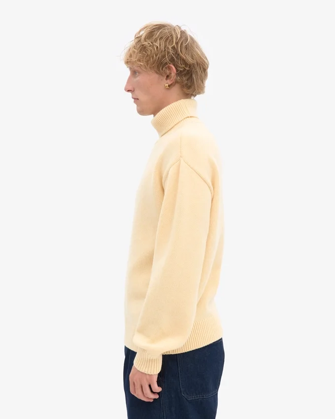 Suéter de cuello alto de lana merino - Amarillo suave