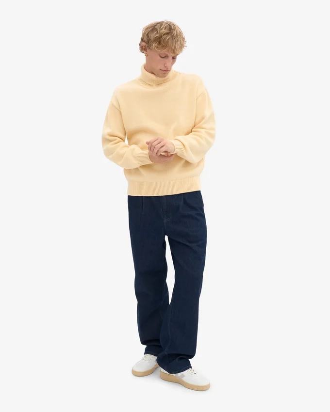 Suéter de cuello alto de lana merino - Amarillo suave