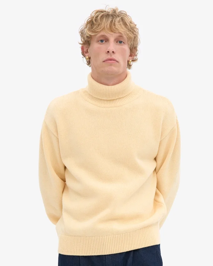 Suéter de cuello alto de lana merino - Amarillo suave