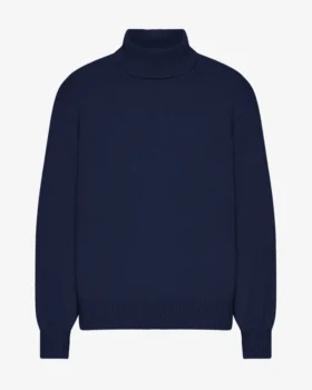 Suéter de cuello alto de lana merino - Azul marino