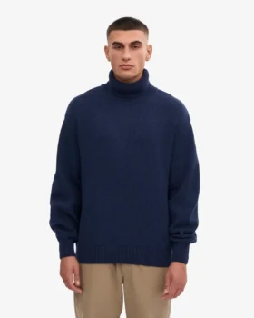 Suéter de cuello alto de lana merino – Azul marino