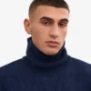 Suéter de cuello alto de lana merino - Azul marino