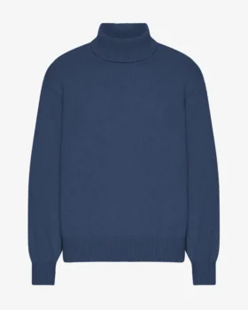 Suéter de cuello alto de lana merino - Azul petróleo