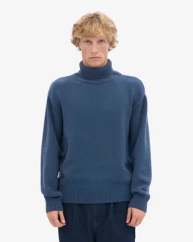 Suéter de cuello alto de lana merino – Azul petróleo