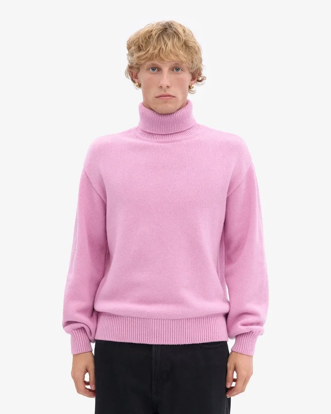 Suéter de cuello alto de lana merino - Flor de cerezo