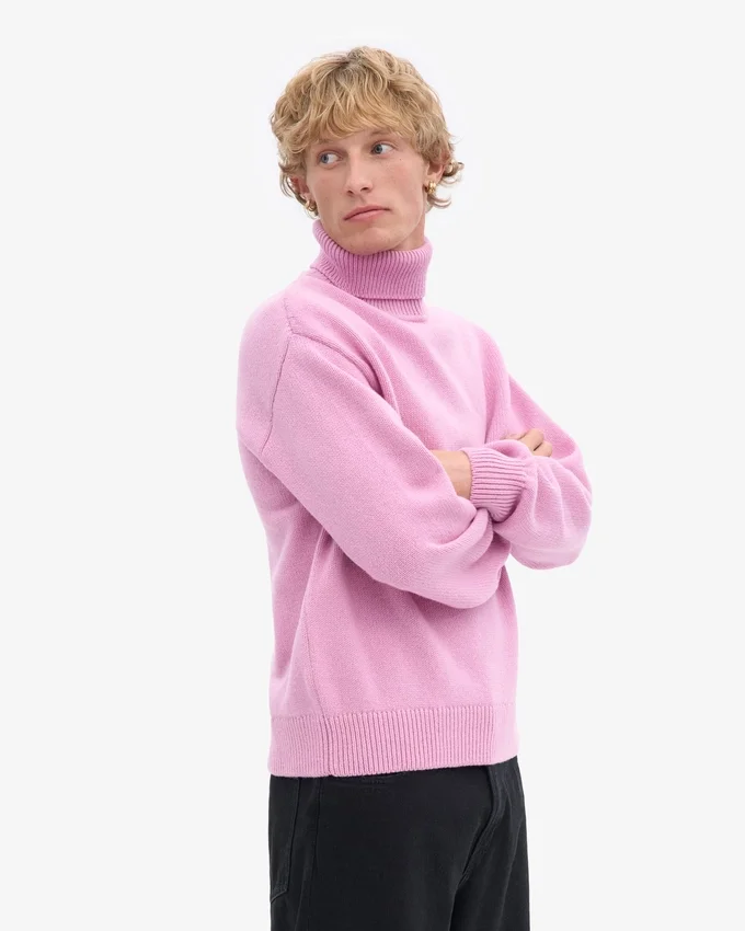 Suéter de cuello alto de lana merino - Flor de cerezo