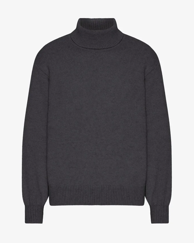 Suéter de cuello alto de lana merino - Gris lava