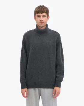 Suéter de cuello alto de lana merino – Gris lava
