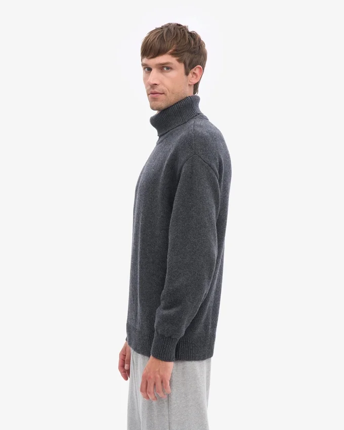 Suéter de cuello alto de lana merino - Gris lava