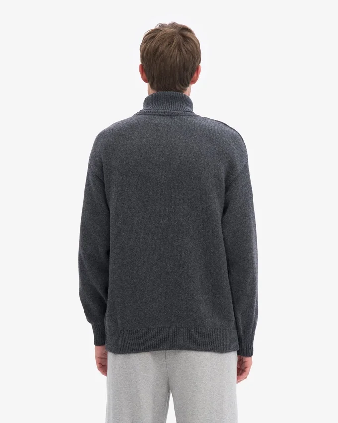 Suéter de cuello alto de lana merino - Gris lava