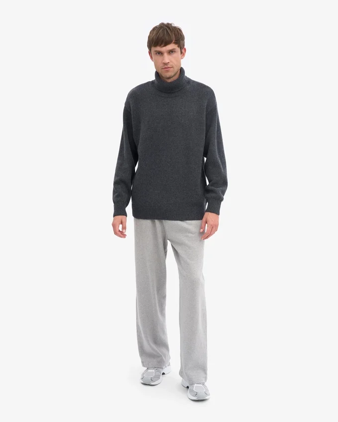 Suéter de cuello alto de lana merino - Gris lava