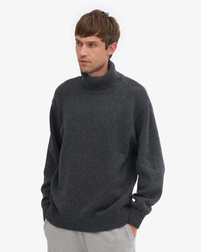 Suéter de cuello alto de lana merino - Gris lava