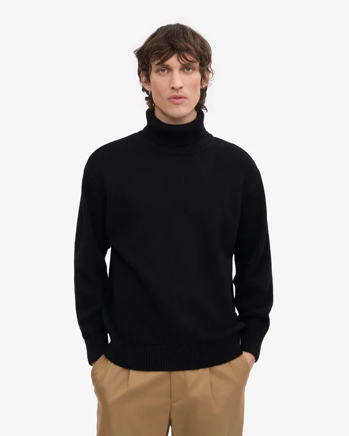 Suéter de cuello alto de lana merino - Negro intenso