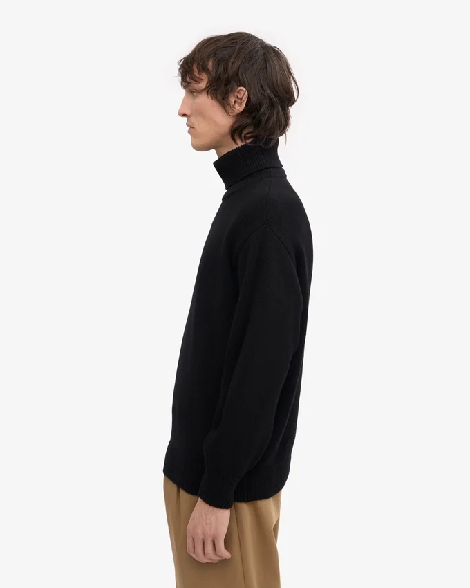 Suéter de cuello alto de lana merino - Negro intenso