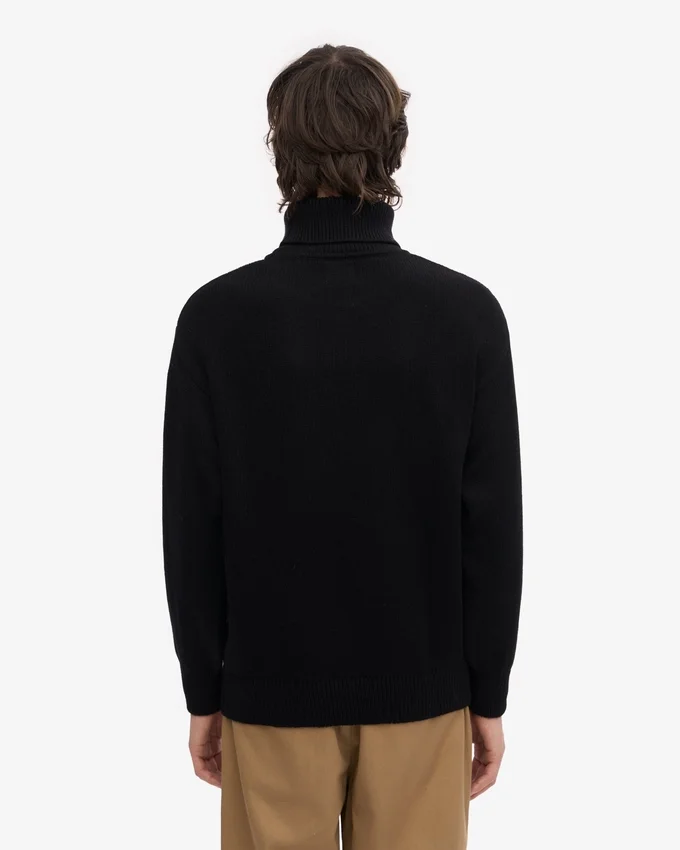 Suéter de cuello alto de lana merino - Negro intenso