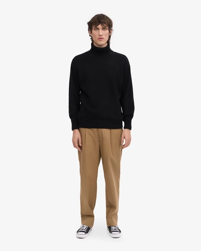 Suéter de cuello alto de lana merino - Negro intenso