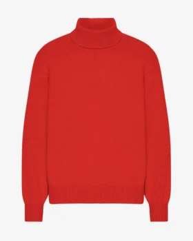 Suéter de cuello alto de lana merino - Rojo mandarina