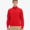 Suéter de cuello alto de lana merino - Rojo mandarina