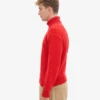 Suéter de cuello alto de lana merino - Rojo mandarina