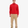 Suéter de cuello alto de lana merino - Rojo mandarina