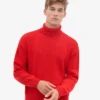 Suéter de cuello alto de lana merino - Rojo mandarina
