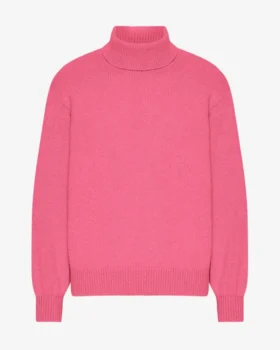 Suéter de cuello alto de lana merino - Rosa chicle